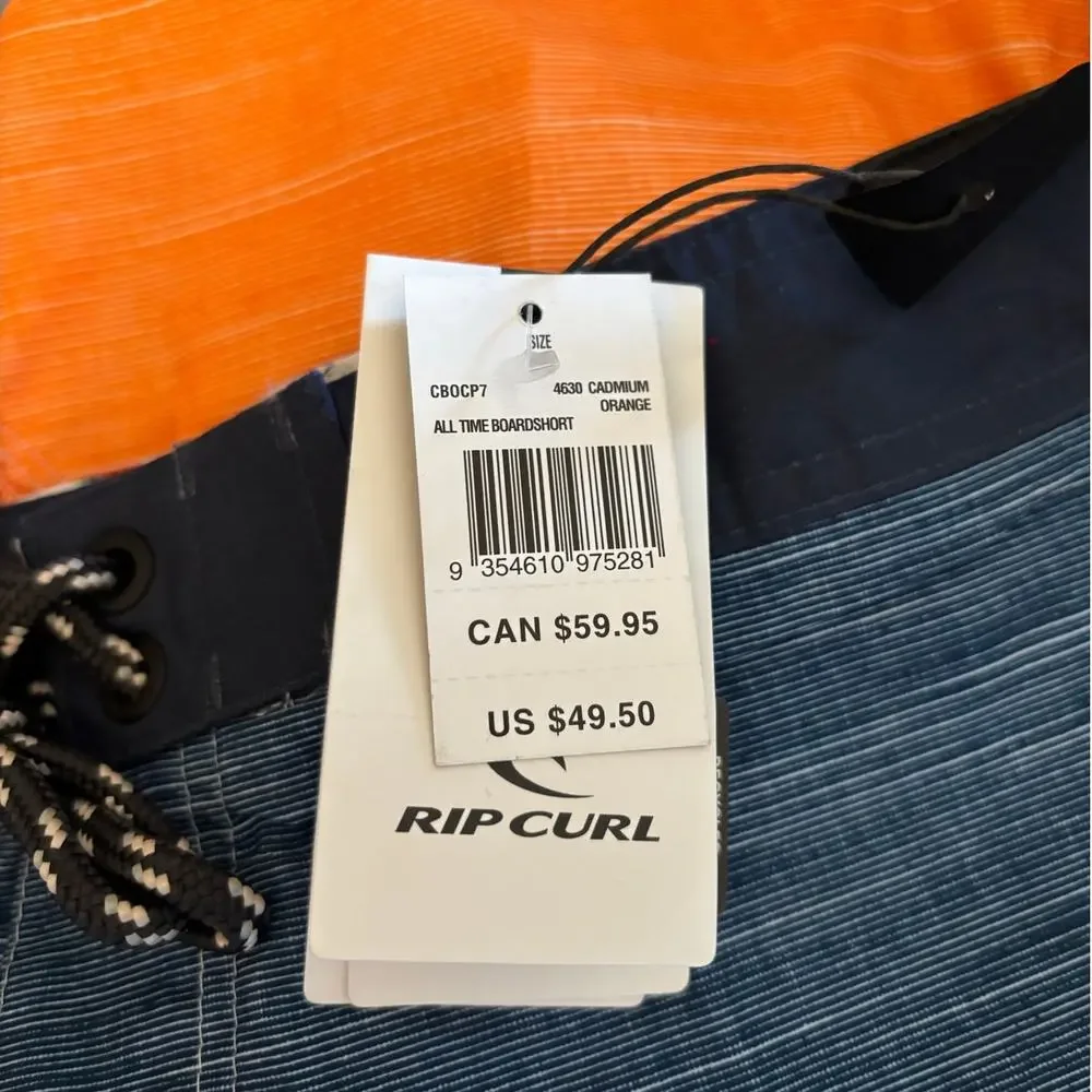 NWT Rip Curl Boardshort Trunks Men's Size 30 All Time Cadmium Orange Sustainable